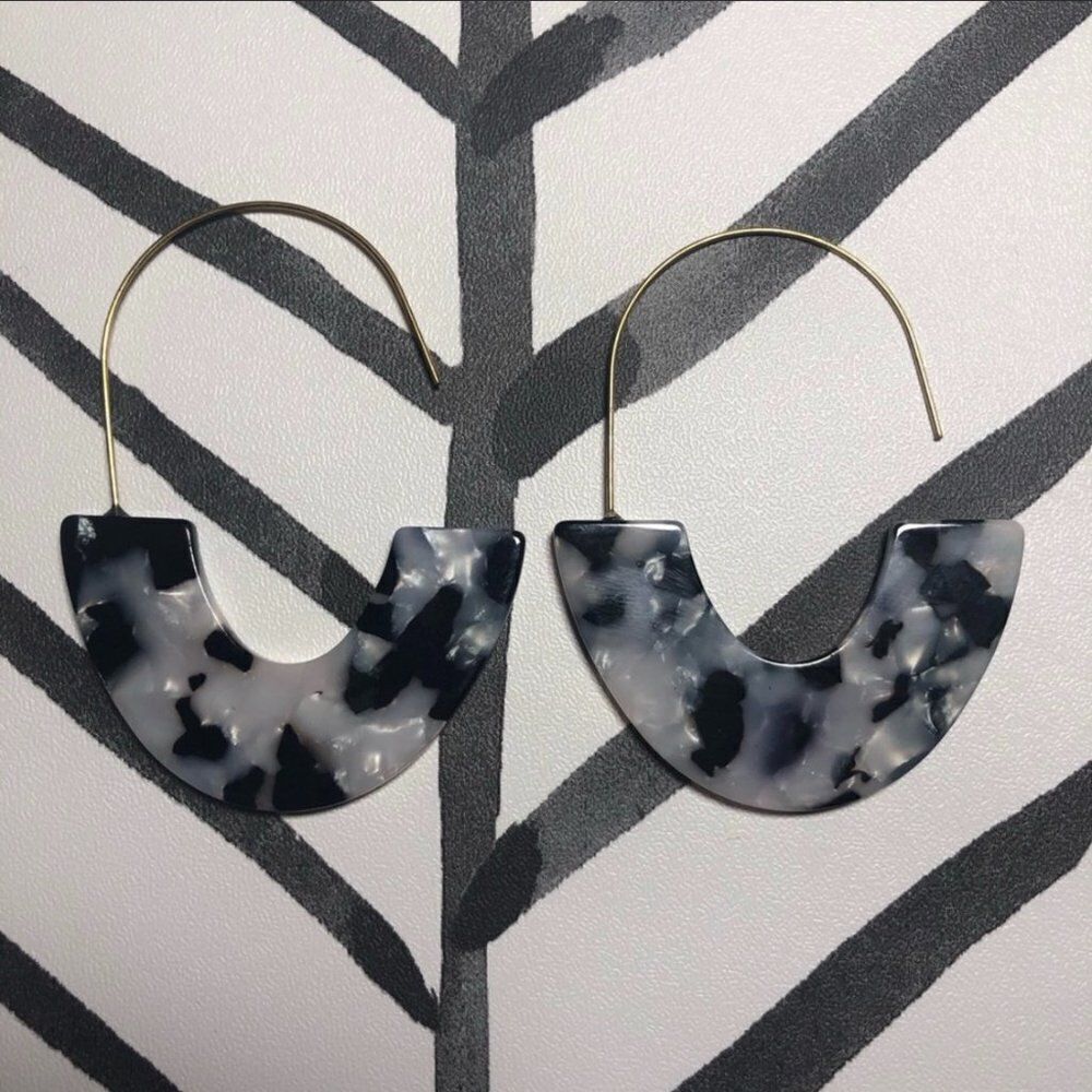 Black Semi Circle Drop Earrings